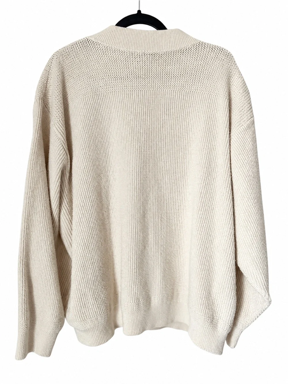 Vintage L.L.Bean Men’s Cream Cotton Henley Sweater Made USA 90s DC36 Coastal L